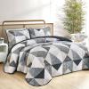 imageDintszyayue Navy Blue Quilt King Size 3 Pieces Patchwork Bedspread Bedding for King Size Bed Soft Lightweight Microfiber Geometric Coverlet Set for All Spring Quilt with 2 Pillowcases104 x90Grey Blue