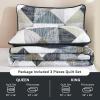 imageDintszyayue Navy Blue Quilt King Size 3 Pieces Patchwork Bedspread Bedding for King Size Bed Soft Lightweight Microfiber Geometric Coverlet Set for All Spring Quilt with 2 Pillowcases104 x90Grey Blue