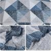 imageDintszyayue Navy Blue Quilt King Size 3 Pieces Patchwork Bedspread Bedding for King Size Bed Soft Lightweight Microfiber Geometric Coverlet Set for All Spring Quilt with 2 Pillowcases104 x90Blue