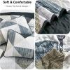 imageDintszyayue Navy Blue Quilt King Size 3 Pieces Patchwork Bedspread Bedding for King Size Bed Soft Lightweight Microfiber Geometric Coverlet Set for All Spring Quilt with 2 Pillowcases104 x90Grey Blue