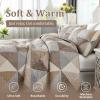 imageDintszyayue Navy Blue Quilt King Size 3 Pieces Patchwork Bedspread Bedding for King Size Bed Soft Lightweight Microfiber Geometric Coverlet Set for All Spring Quilt with 2 Pillowcases104 x90Dark Brown