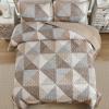 imageDintszyayue Navy Blue Quilt King Size 3 Pieces Patchwork Bedspread Bedding for King Size Bed Soft Lightweight Microfiber Geometric Coverlet Set for All Spring Quilt with 2 Pillowcases104 x90Dark Brown