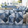 imageDintszyayue Navy Blue Quilt King Size 3 Pieces Patchwork Bedspread Bedding for King Size Bed Soft Lightweight Microfiber Geometric Coverlet Set for All Spring Quilt with 2 Pillowcases104 x90Navy Blue