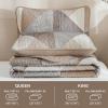 imageDintszyayue Navy Blue Quilt King Size 3 Pieces Patchwork Bedspread Bedding for King Size Bed Soft Lightweight Microfiber Geometric Coverlet Set for All Spring Quilt with 2 Pillowcases104 x90Dark Brown