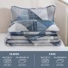 imageDintszyayue Navy Blue Quilt King Size 3 Pieces Patchwork Bedspread Bedding for King Size Bed Soft Lightweight Microfiber Geometric Coverlet Set for All Spring Quilt with 2 Pillowcases104 x90Blue
