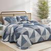 imageDintszyayue Navy Blue Quilt King Size 3 Pieces Patchwork Bedspread Bedding for King Size Bed Soft Lightweight Microfiber Geometric Coverlet Set for All Spring Quilt with 2 Pillowcases104 x90Blue