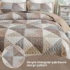 imageDintszyayue Navy Blue Quilt King Size 3 Pieces Patchwork Bedspread Bedding for King Size Bed Soft Lightweight Microfiber Geometric Coverlet Set for All Spring Quilt with 2 Pillowcases104 x90Dark Brown