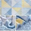 imageDintszyayue Navy Blue Quilt King Size 3 Pieces Patchwork Bedspread Bedding for King Size Bed Soft Lightweight Microfiber Geometric Coverlet Set for All Spring Quilt with 2 Pillowcases104 x90Blue Yellow