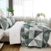 imageDintszyayue Navy Blue Quilt King Size 3 Pieces Patchwork Bedspread Bedding for King Size Bed Soft Lightweight Microfiber Geometric Coverlet Set for All Spring Quilt with 2 Pillowcases104 x90Green