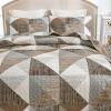 imageDintszyayue Navy Blue Quilt King Size 3 Pieces Patchwork Bedspread Bedding for King Size Bed Soft Lightweight Microfiber Geometric Coverlet Set for All Spring Quilt with 2 Pillowcases104 x90Brown