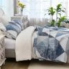 imageDintszyayue Navy Blue Quilt King Size 3 Pieces Patchwork Bedspread Bedding for King Size Bed Soft Lightweight Microfiber Geometric Coverlet Set for All Spring Quilt with 2 Pillowcases104 x90Blue