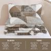imageDintszyayue Navy Blue Quilt King Size 3 Pieces Patchwork Bedspread Bedding for King Size Bed Soft Lightweight Microfiber Geometric Coverlet Set for All Spring Quilt with 2 Pillowcases104 x90Brown
