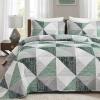 imageDintszyayue Navy Blue Quilt King Size 3 Pieces Patchwork Bedspread Bedding for King Size Bed Soft Lightweight Microfiber Geometric Coverlet Set for All Spring Quilt with 2 Pillowcases104 x90Green