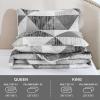 imageDintszyayue Navy Blue Quilt King Size 3 Pieces Patchwork Bedspread Bedding for King Size Bed Soft Lightweight Microfiber Geometric Coverlet Set for All Spring Quilt with 2 Pillowcases104 x90Grey