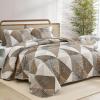 imageDintszyayue Navy Blue Quilt King Size 3 Pieces Patchwork Bedspread Bedding for King Size Bed Soft Lightweight Microfiber Geometric Coverlet Set for All Spring Quilt with 2 Pillowcases104 x90Brown