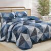 imageDintszyayue Navy Blue Quilt King Size 3 Pieces Patchwork Bedspread Bedding for King Size Bed Soft Lightweight Microfiber Geometric Coverlet Set for All Spring Quilt with 2 Pillowcases104 x90Navy Blue