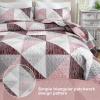 imageDintszyayue Navy Blue Quilt King Size 3 Pieces Patchwork Bedspread Bedding for King Size Bed Soft Lightweight Microfiber Geometric Coverlet Set for All Spring Quilt with 2 Pillowcases104 x90Pink