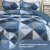 imageDintszyayue Navy Blue Quilt King Size 3 Pieces Patchwork Bedspread Bedding for King Size Bed Soft Lightweight Microfiber Geometric Coverlet Set for All Spring Quilt with 2 Pillowcases104 x90Navy Blue