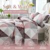 imageDintszyayue Navy Blue Quilt King Size 3 Pieces Patchwork Bedspread Bedding for King Size Bed Soft Lightweight Microfiber Geometric Coverlet Set for All Spring Quilt with 2 Pillowcases104 x90Pink