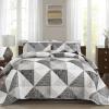 imageDintszyayue Navy Blue Quilt King Size 3 Pieces Patchwork Bedspread Bedding for King Size Bed Soft Lightweight Microfiber Geometric Coverlet Set for All Spring Quilt with 2 Pillowcases104 x90Grey