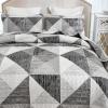 imageDintszyayue Navy Blue Quilt King Size 3 Pieces Patchwork Bedspread Bedding for King Size Bed Soft Lightweight Microfiber Geometric Coverlet Set for All Spring Quilt with 2 Pillowcases104 x90Grey