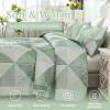 imageDintszyayue Navy Blue Quilt King Size 3 Pieces Patchwork Bedspread Bedding for King Size Bed Soft Lightweight Microfiber Geometric Coverlet Set for All Spring Quilt with 2 Pillowcases104 x90Sage Green