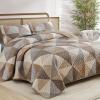 imageDintszyayue Navy Blue Quilt King Size 3 Pieces Patchwork Bedspread Bedding for King Size Bed Soft Lightweight Microfiber Geometric Coverlet Set for All Spring Quilt with 2 Pillowcases104 x90Dark Brown