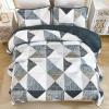 imageDintszyayue Navy Blue Quilt King Size 3 Pieces Patchwork Bedspread Bedding for King Size Bed Soft Lightweight Microfiber Geometric Coverlet Set for All Spring Quilt with 2 Pillowcases104 x90Grey Blue