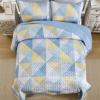 imageDintszyayue Navy Blue Quilt King Size 3 Pieces Patchwork Bedspread Bedding for King Size Bed Soft Lightweight Microfiber Geometric Coverlet Set for All Spring Quilt with 2 Pillowcases104 x90Blue Yellow