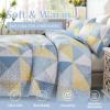 imageDintszyayue Navy Blue Quilt King Size 3 Pieces Patchwork Bedspread Bedding for King Size Bed Soft Lightweight Microfiber Geometric Coverlet Set for All Spring Quilt with 2 Pillowcases104 x90Blue Yellow