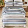 imageDintszyayue Quilt Queen Size Grey White 3 Pieces Boho Striped Bedspread Bedding for Queen Size Bed Soft Lightweight Microfiber Bohemian Coverlet Set for All Season Quilts with 2 PillowcasesSage Grey