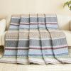 imageDintszyayue Quilt Queen Size Grey White 3 Pieces Boho Striped Bedspread Bedding for Queen Size Bed Soft Lightweight Microfiber Bohemian Coverlet Set for All Season Quilts with 2 PillowcasesSage Grey