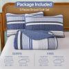 imageDintszyayue Quilt Queen Size Grey White 3 Pieces Boho Striped Bedspread Bedding for Queen Size Bed Soft Lightweight Microfiber Bohemian Coverlet Set for All Season Quilts with 2 PillowcasesNavy