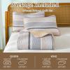 imageDintszyayue Quilt Queen Size Grey White 3 Pieces Boho Striped Bedspread Bedding for Queen Size Bed Soft Lightweight Microfiber Bohemian Coverlet Set for All Season Quilts with 2 PillowcasesKhaki Grey