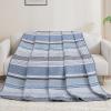 imageDintszyayue Quilt Queen Size Grey White 3 Pieces Boho Striped Bedspread Bedding for Queen Size Bed Soft Lightweight Microfiber Bohemian Coverlet Set for All Season Quilts with 2 PillowcasesBlue