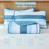 imageDintszyayue Quilt Queen Size Grey White 3 Pieces Boho Striped Bedspread Bedding for Queen Size Bed Soft Lightweight Microfiber Bohemian Coverlet Set for All Season Quilts with 2 PillowcasesTeal
