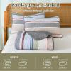 imageDintszyayue Quilt Queen Size Grey White 3 Pieces Boho Striped Bedspread Bedding for Queen Size Bed Soft Lightweight Microfiber Bohemian Coverlet Set for All Season Quilts with 2 PillowcasesSage Grey