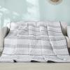 imageDintszyayue Quilt Queen Size Grey White 3 Pieces Boho Striped Bedspread Bedding for Queen Size Bed Soft Lightweight Microfiber Bohemian Coverlet Set for All Season Quilts with 2 PillowcasesGrey