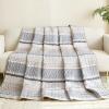 imageDintszyayue Quilt Queen Size Grey White 3 Pieces Boho Striped Bedspread Bedding for Queen Size Bed Soft Lightweight Microfiber Bohemian Coverlet Set for All Season Quilts with 2 PillowcasesKhaki Grey
