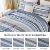 imageDintszyayue Quilt Queen Size Grey White 3 Pieces Boho Striped Bedspread Bedding for Queen Size Bed Soft Lightweight Microfiber Bohemian Coverlet Set for All Season Quilts with 2 PillowcasesBlue