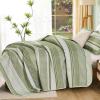 imageDintszyayue Quilt Queen Size Grey White 3 Pieces Boho Striped Bedspread Bedding for Queen Size Bed Soft Lightweight Microfiber Bohemian Coverlet Set for All Season Quilts with 2 PillowcasesSage Green01