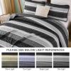 imageDintszyayue Quilt Queen Size Grey White 3 Pieces Boho Striped Bedspread Bedding for Queen Size Bed Soft Lightweight Microfiber Bohemian Coverlet Set for All Season Quilts with 2 PillowcasesBlack White