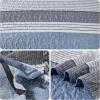 imageDintszyayue Quilt Queen Size Grey White 3 Pieces Boho Striped Bedspread Bedding for Queen Size Bed Soft Lightweight Microfiber Bohemian Coverlet Set for All Season Quilts with 2 PillowcasesBlue