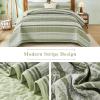 imageDintszyayue Quilt Queen Size Grey White 3 Pieces Boho Striped Bedspread Bedding for Queen Size Bed Soft Lightweight Microfiber Bohemian Coverlet Set for All Season Quilts with 2 PillowcasesSage Green01