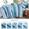 imageDintszyayue Quilt Queen Size Grey White 3 Pieces Boho Striped Bedspread Bedding for Queen Size Bed Soft Lightweight Microfiber Bohemian Coverlet Set for All Season Quilts with 2 PillowcasesTeal