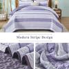 imageDintszyayue Quilt Queen Size Grey White 3 Pieces Boho Striped Bedspread Bedding for Queen Size Bed Soft Lightweight Microfiber Bohemian Coverlet Set for All Season Quilts with 2 PillowcasesPurple