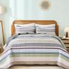 imageDintszyayue Quilt Queen Size Grey White 3 Pieces Boho Striped Bedspread Bedding for Queen Size Bed Soft Lightweight Microfiber Bohemian Coverlet Set for All Season Quilts with 2 PillowcasesSage Grey