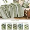 imageDintszyayue Quilt Queen Size Grey White 3 Pieces Boho Striped Bedspread Bedding for Queen Size Bed Soft Lightweight Microfiber Bohemian Coverlet Set for All Season Quilts with 2 PillowcasesSage Green01
