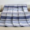 imageDintszyayue Quilt Queen Size Grey White 3 Pieces Boho Striped Bedspread Bedding for Queen Size Bed Soft Lightweight Microfiber Bohemian Coverlet Set for All Season Quilts with 2 PillowcasesNavy