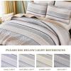 imageDintszyayue Quilt Queen Size Grey White 3 Pieces Boho Striped Bedspread Bedding for Queen Size Bed Soft Lightweight Microfiber Bohemian Coverlet Set for All Season Quilts with 2 PillowcasesKhaki Grey